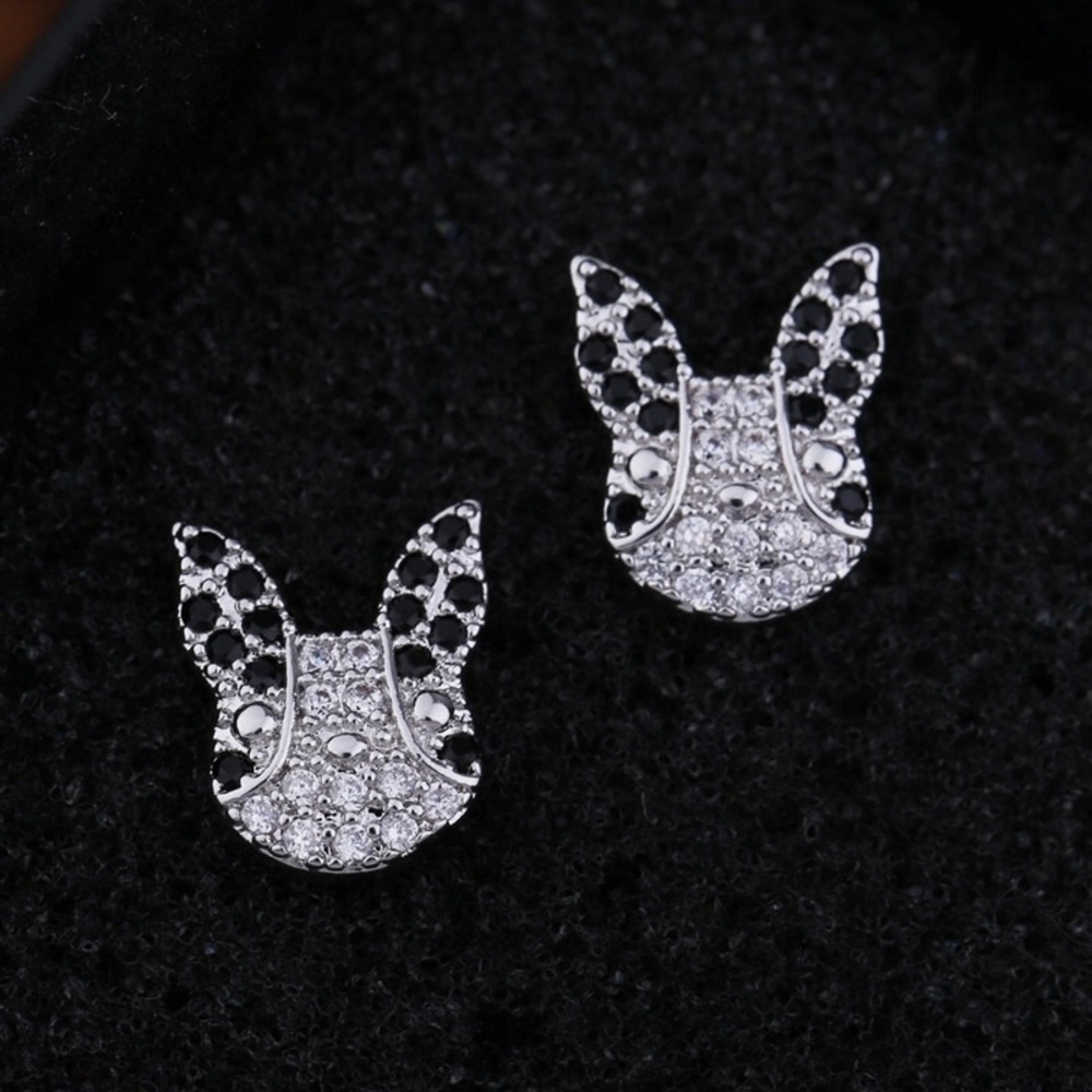 Cute Crystal Cubic Zirconia Dog Stud Earrings